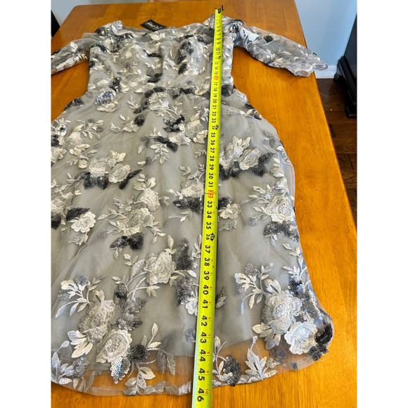 NWT La Femme 29988 - Embroidered Tea Length Dress SZ 12 - Picture 9 of 11